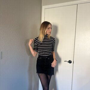 striped turtleneck cropped top